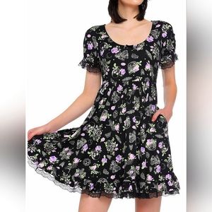 Hot Topic Floral Bones & Lace Dress